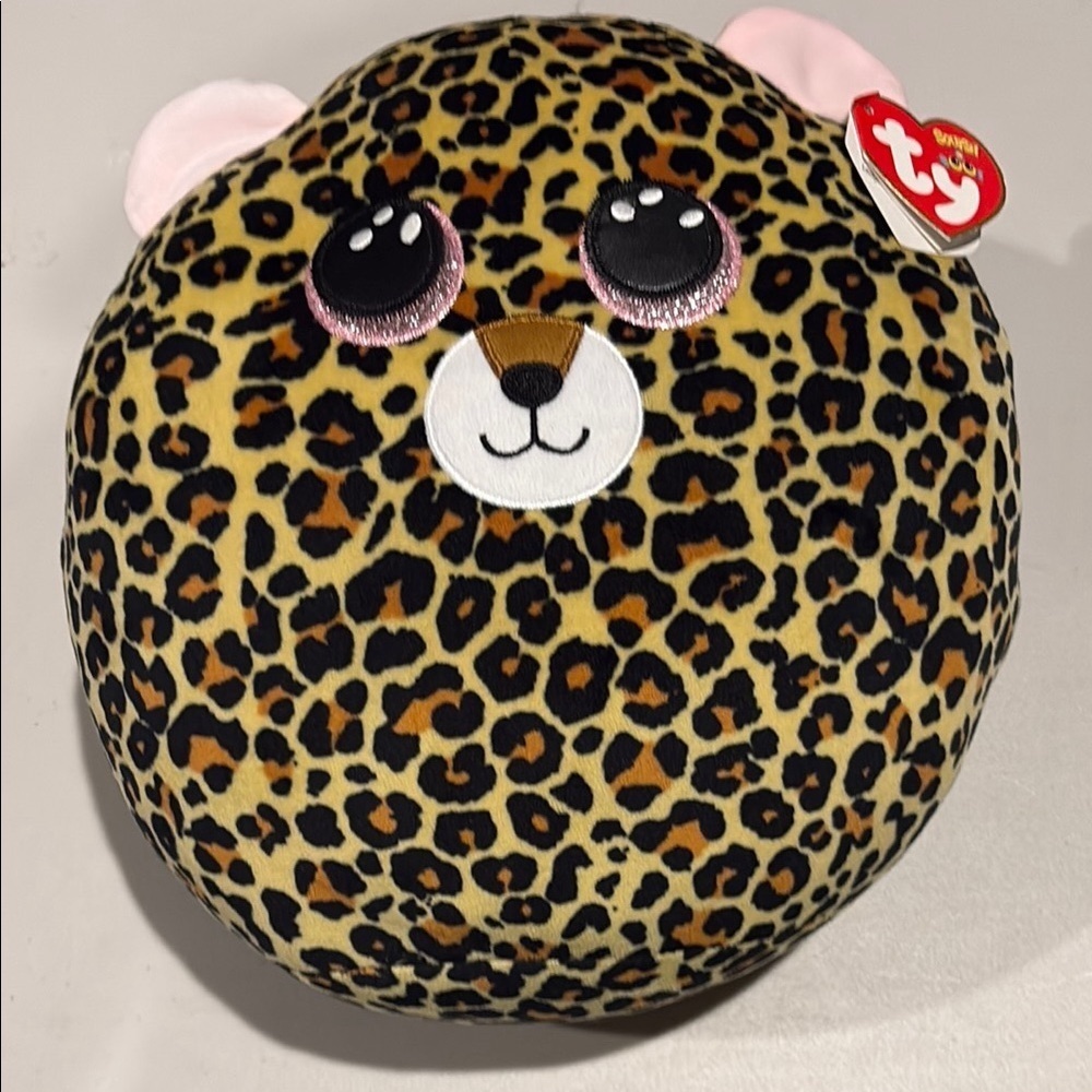 NWT.  Ty - the squish a boos Collection.  Livvie. Leopard Pattern Plush Cushion